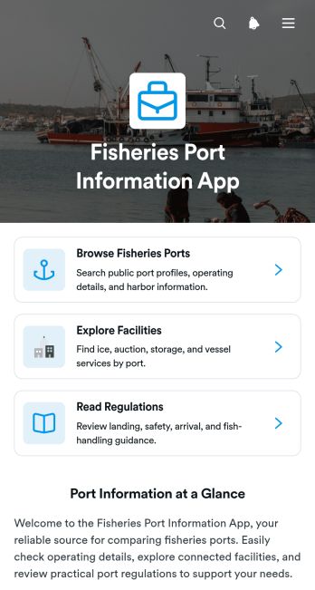 Fisheries Port Information App Template