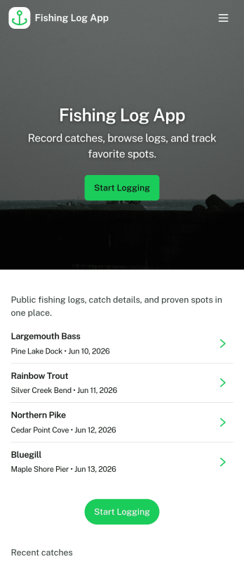 Fishing Log App Template