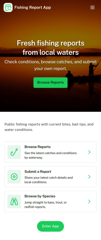 Fishing Report App Template