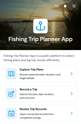 Fishing Trip Planner App Template