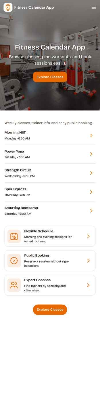Fitness Calendar App Template
