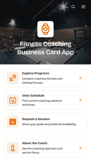 Fitness Coaching Business Card App Template