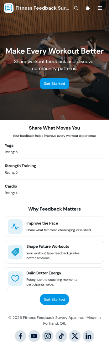 Fitness Feedback Survey App Template