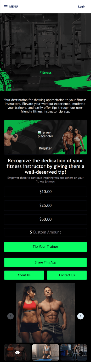 Fitness Instructor Tip App Template