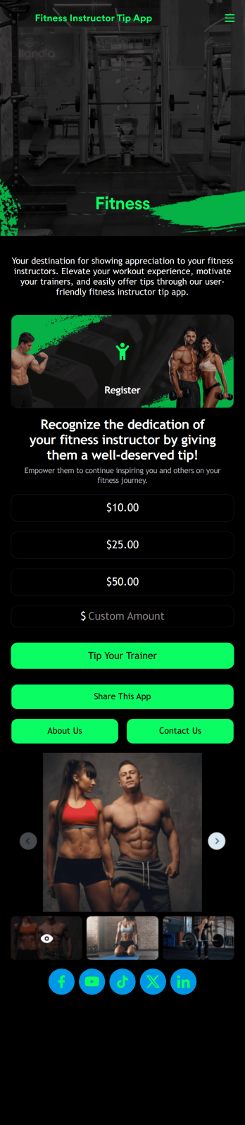 Fitness Instructor Tip App Template