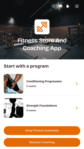 Fitness Store And Coaching App Template