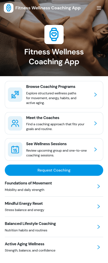 Fitness Wellness Coaching App Template