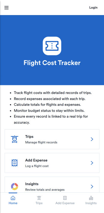 Flight Cost Tracker App Template