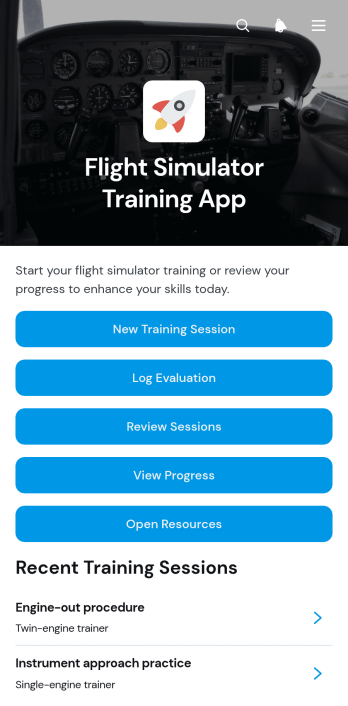 Flight Simulator Training App Template
