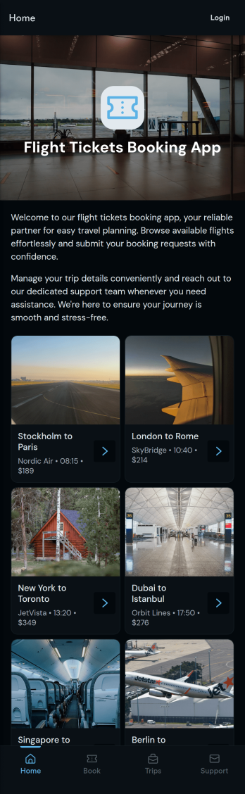 Flight Tickets Booking App Template