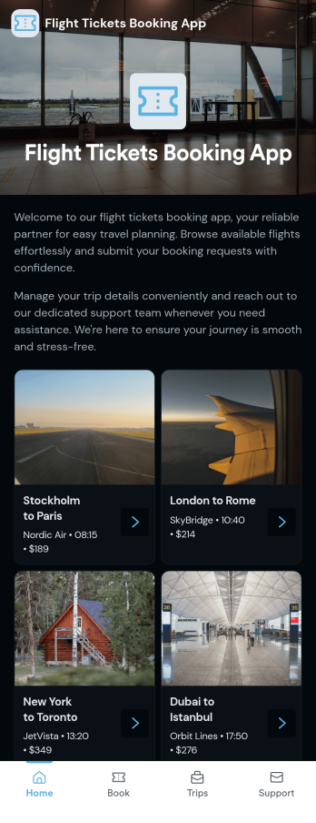 Flight Tickets Booking App Template