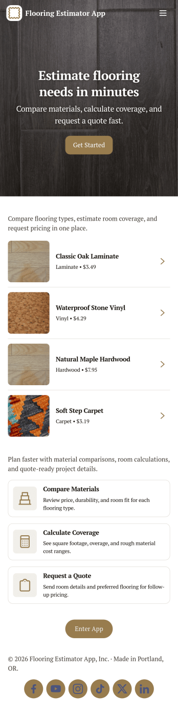 Flooring Estimator App Template