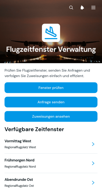 Flugzeitfenster-Management-App