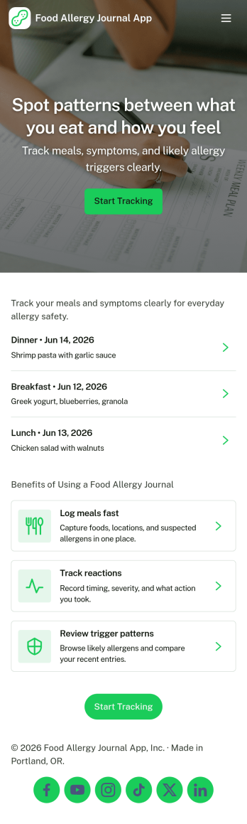 Food Allergy Journal App Template