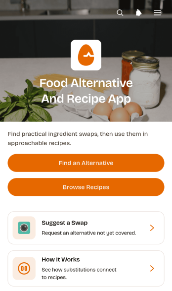 Food Alternative And Recipe App Template