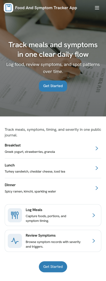 Food and Symptom Tracker App Template