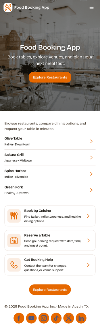 Food Booking App Template