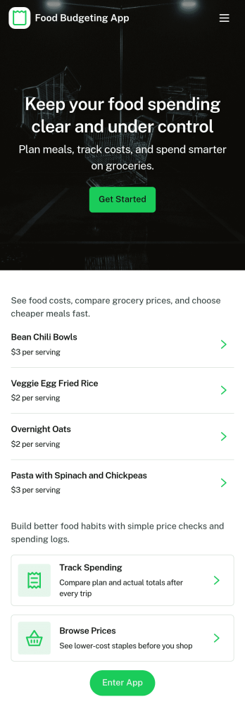 Food Budgeting App Template