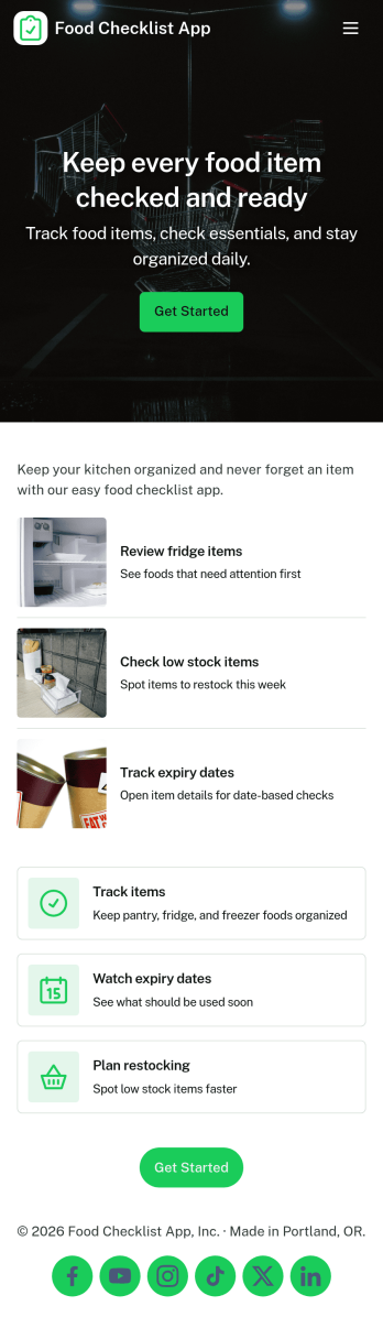Food Checklist App Template