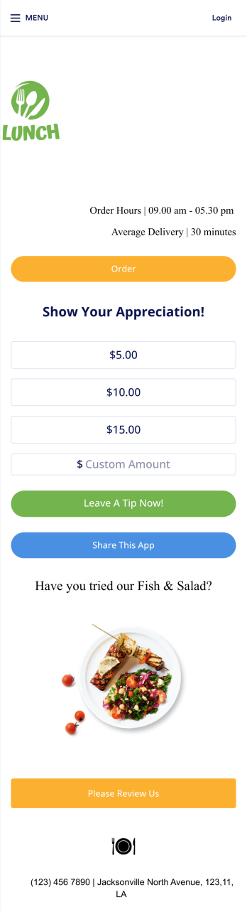 Food Delivery Tip App Template