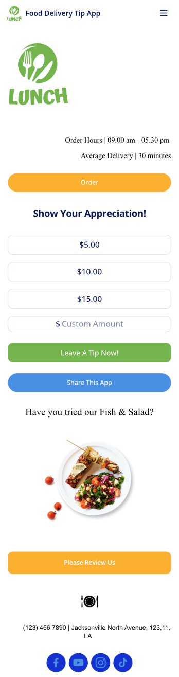 Food Delivery Tip App Template