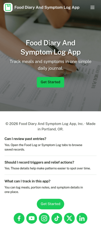 Food Diary and Symptom Log App Template