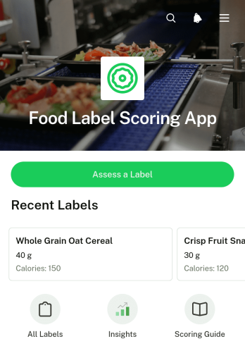 Food Label Scoring App Template