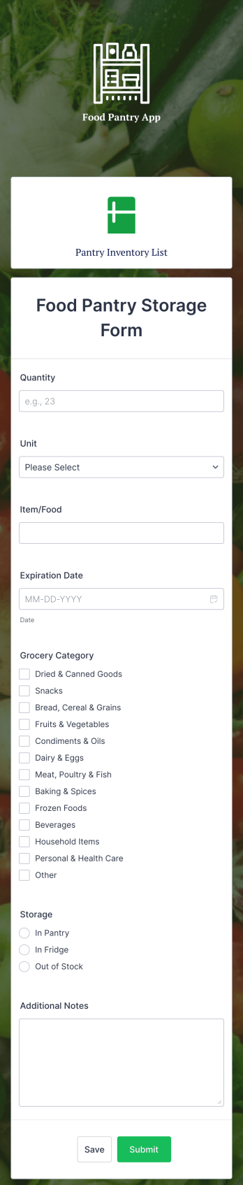 Food Pantry App Template