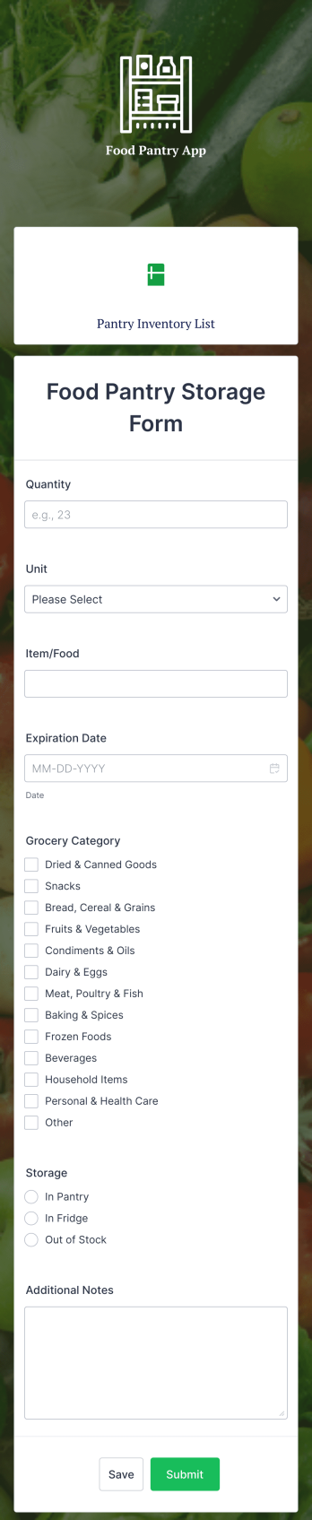 Food Pantry App Template