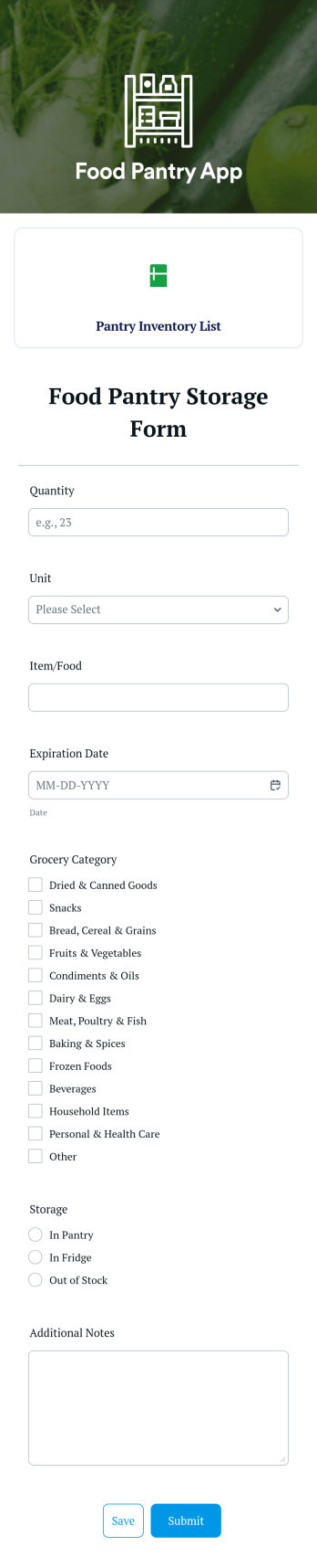 Food Pantry App Template