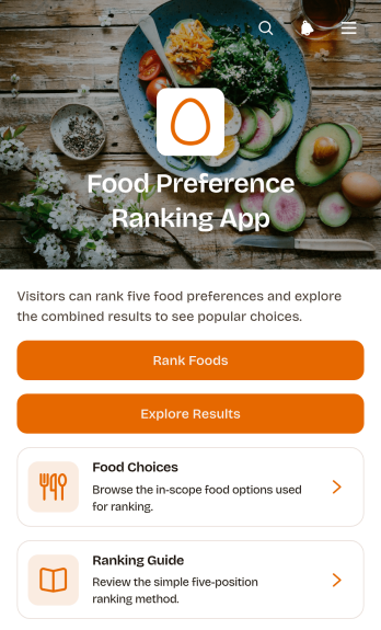 Food Preference Ranking App Template