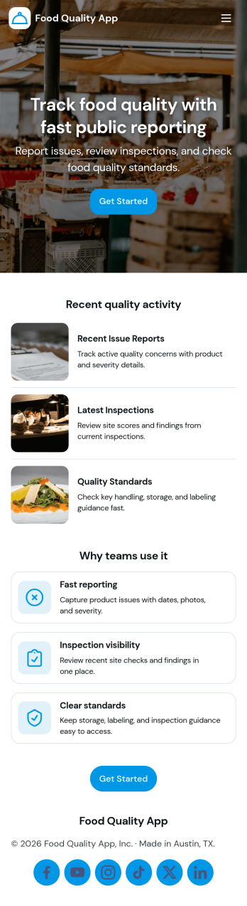 Food Quality App Template