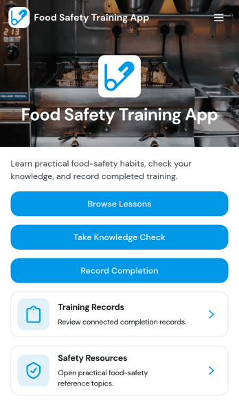 Food Safety Training App Template