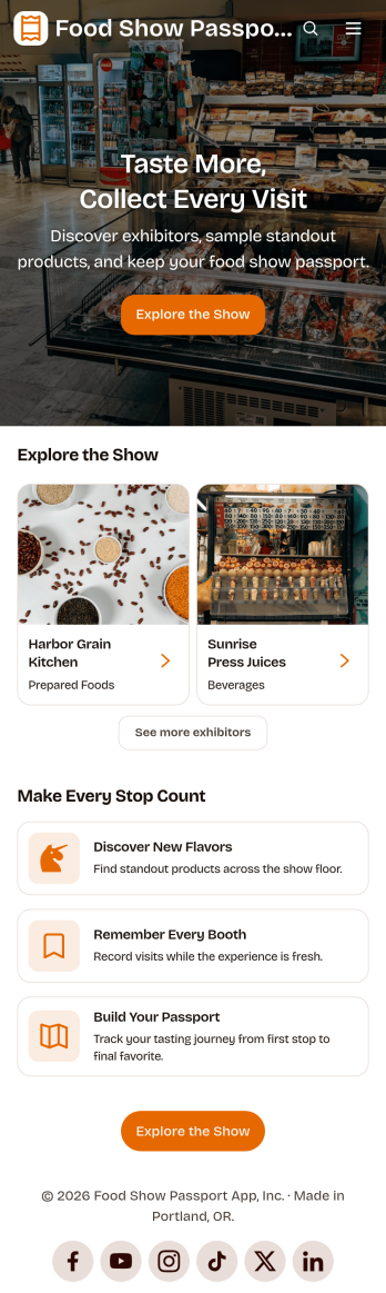 Food Show Passport App Template