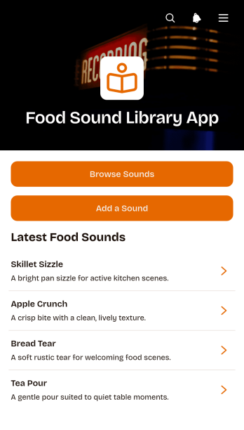Food Sound Library App Template