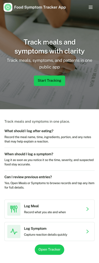 Food Symptom Tracker App Template
