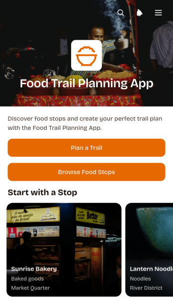 Food Trail Planning App Template