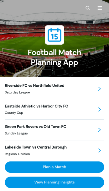 Football Match Planning App Template