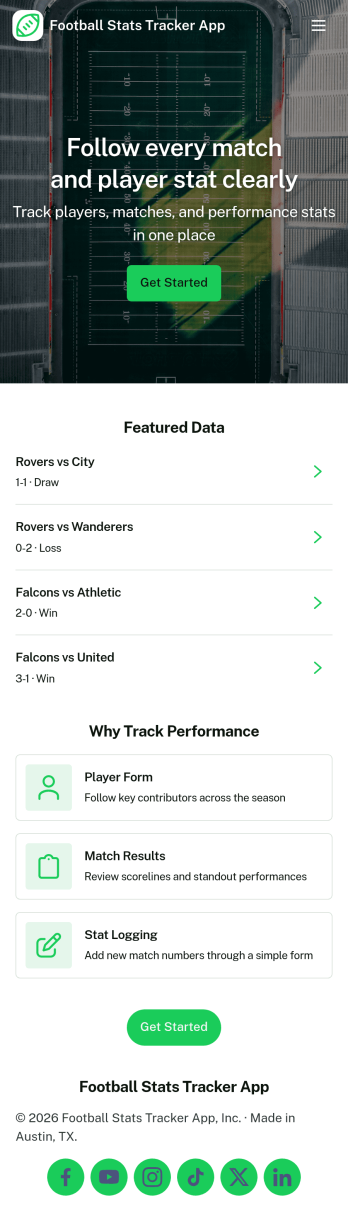Football Stats Tracker App Template