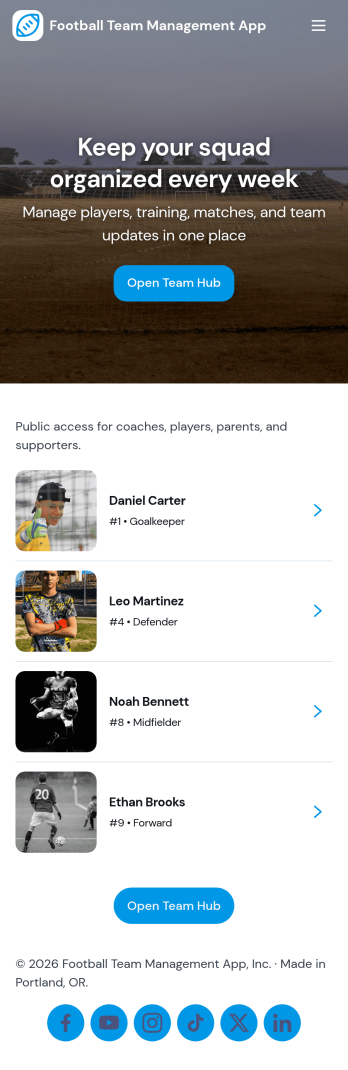 Football Team Management App Template