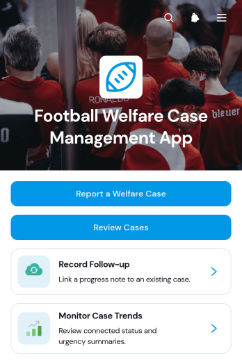 Football Welfare Case Management App Template