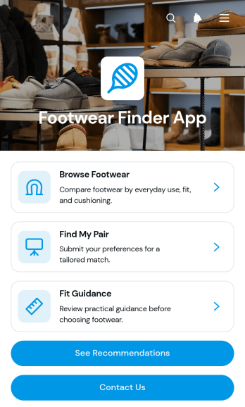 Footwear Finder App Template
