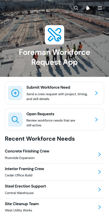 Foreman Workforce Request App Template
