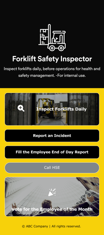 Forklift Inspection App Template