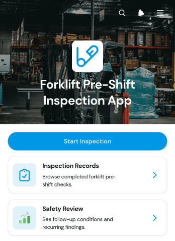 Forklift Pre-Shift Inspection App Template