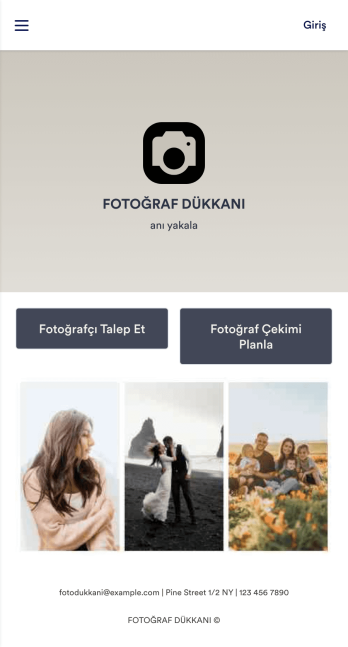 Fotoğraf Rezervasyon Uygulama Șablonu