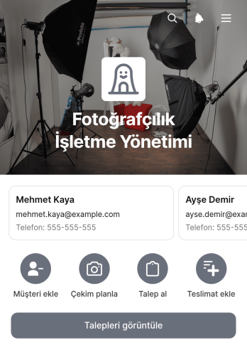 Fotoğrafçılık İşletmesi Yönetim Uygulama Șablonu