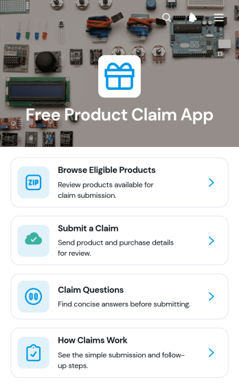 Free Product Claim App Template