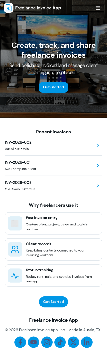 Freelance Invoice App Template