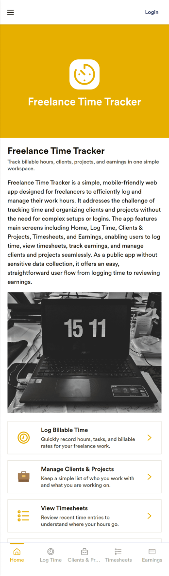 Freelance Time Tracker App Template